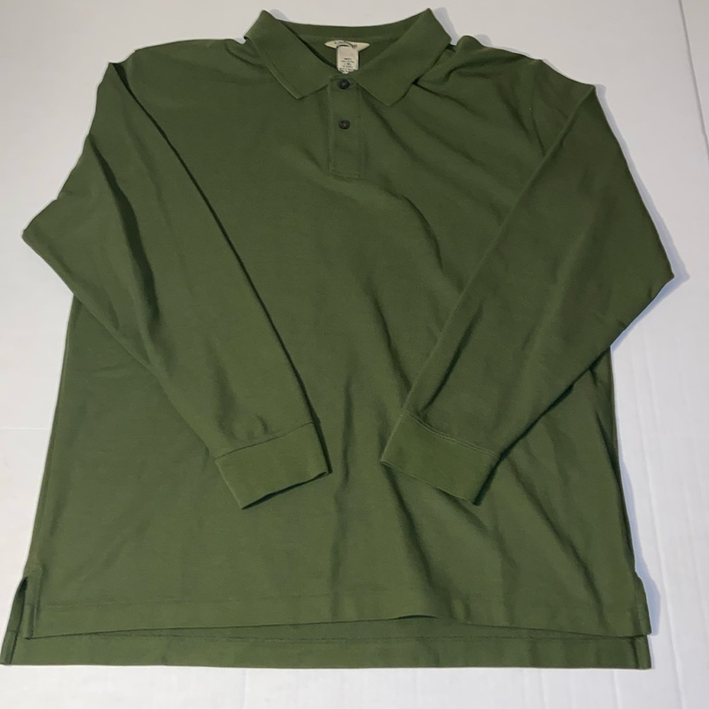 L. L. Bean Men’s Large Reg. Long Sleeve Green Polo Shirt